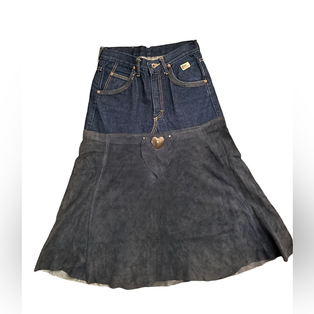 Vintage Roy Rogers Western skirt denim/suede - 27